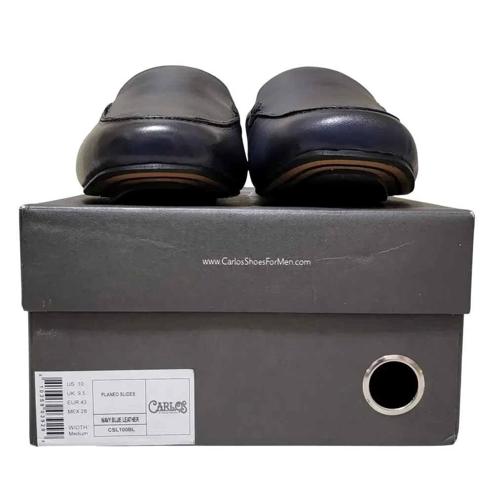 Carlos Santana Men Planeo Slides Slip On Mules Size US 10 Navy Blue Leather